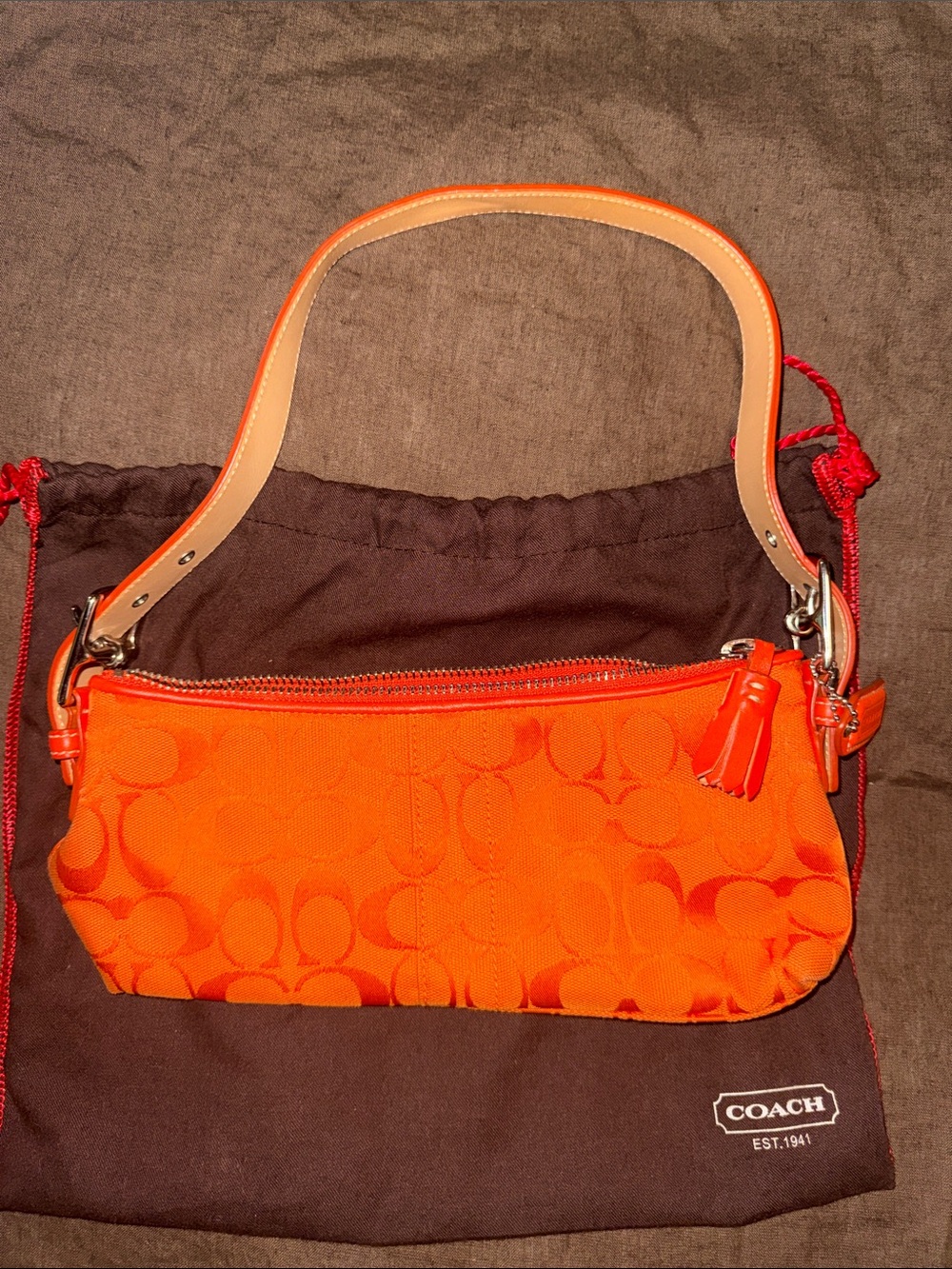 Vintage Coach Y2K Baguette in Orange Jacquard